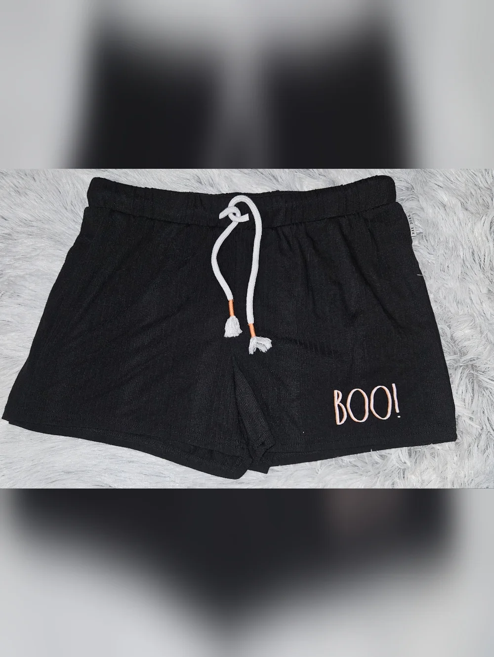 Rae Dunn BOO Halloween Sleep Shorts Medium | Black Lounge Pajama Shorts